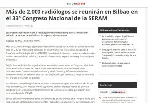 Más de 2.000 radiólogos se reunirán en Bilbao en el 33º Congreso Nacional de la SERAM