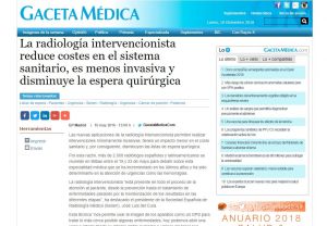 Radiología Intervencionista reduce costes, es menos invasiva y disminuye la espera quirúrgica