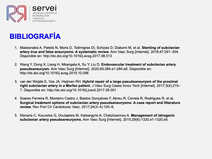 Pseudoaneurismas subclavia stent 14